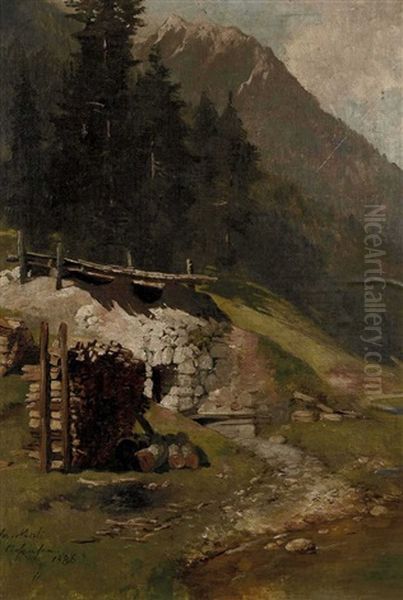 Gebirgslandschaft Mit Holzstos - view 1