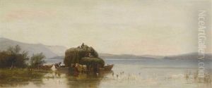 Heuboote Am Ufer Des Chiemsees by Christian Friedrich Mali