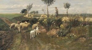 Landstrase Mit Schafer by Christian Friedrich Mali