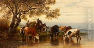 Landscape With Peasants And Cattle by Christian Friedrich Mali