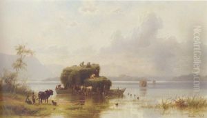 Unloading Haybarges, Chiensee Unloading Haybarges, Chiensee