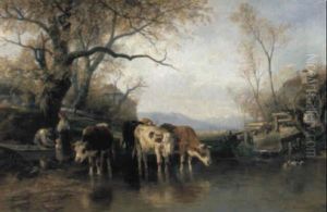 Viehtranke Am Rande Des Dorfes by Christian Friedrich Mali