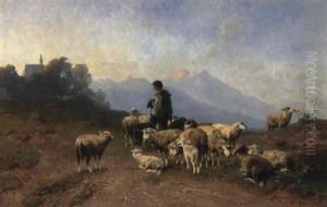 Hirtenknabe Mit Seiner Schafherde Hirtenknabe Mit Seiner Schafherde