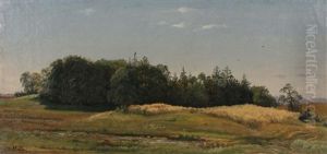 Sommerlandschaft Mit Einem Waldchen Zwischen Feldern Und Wiesen by Jan (Johann Cornelius) Mali