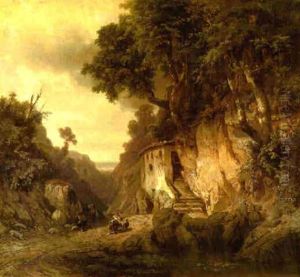 Gebirgslandschaft Aus Oberitalien by Jan (Johann Cornelius) Mali