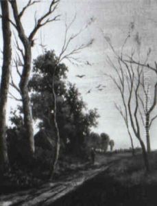 Sommerliche Abendstimmung Auf Gehoft by Jan (Johann Cornelius) Mali