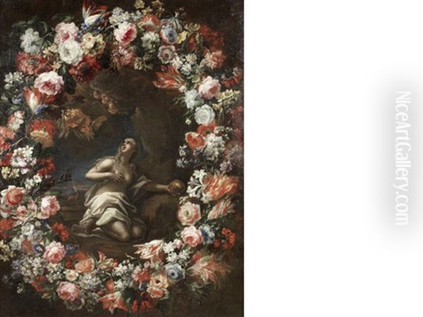 The Penitent Magdalen Surrounded By A Garland Of Flowers - view 1