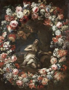 The Penitent Magdalen Surrounded By A Garland Of Flowers (collab. W/circle Of Luca Giordano)