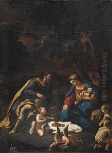 Die Heilige Familie Bei Der Ruhe Auf Der Flucht by Nicola Malinconico