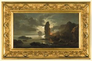 Rocky Coast At Night by Viktor Adam Malinovsky