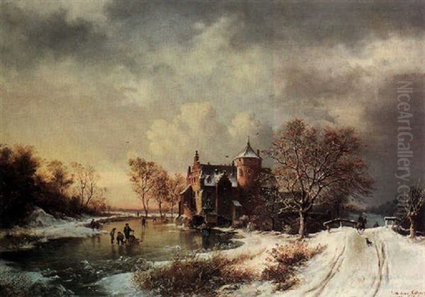 Winter Landscape With Skaters - view 1