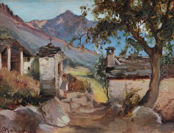 Paesaggio Montano Con Bimba All'edicola - view 1