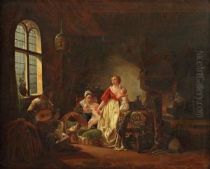 Le Souper Du Petit Enfant Pendant Le Concert Du Guitariste by Jean-Baptiste Mallet