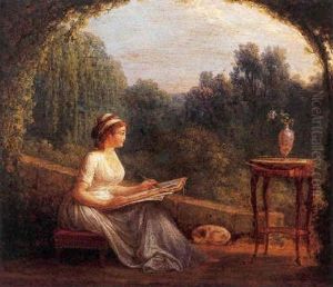 Jeune Dessinatrice Sous Une Treille by Jean-Baptiste Mallet