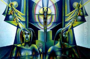Herrscher Mit Gottheit Im Hintergrund by Erich Mallina