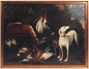 Chien Devant Un Trophee De Chasse