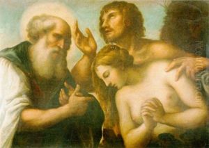 Gottvater Mit Adam Und Eva by Pietro Malombra