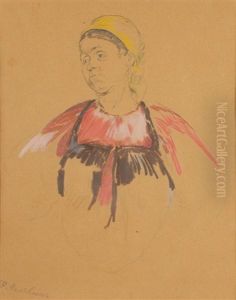 Femme Russe Au Fichu Jaune by Filip Malyavin