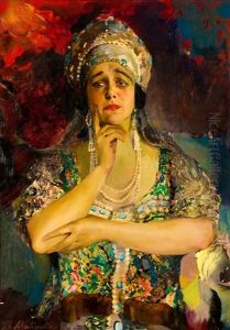 Portrait Of The Singer Nadezhda Plevitskaya by Filip Malyavin