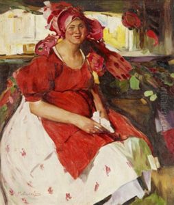 Woman In A Red Dress by Filip Malyavin