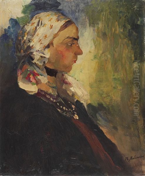 Portrait Of A Peasant Woman In A White Scarf - view 1