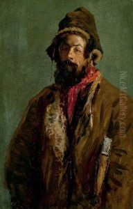 Portrait Of A Bearded Peasant In A Sheepskin Coat