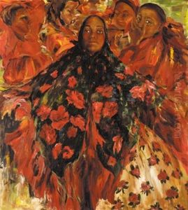 Russian Baba In Red And Black by Filip Malyavin