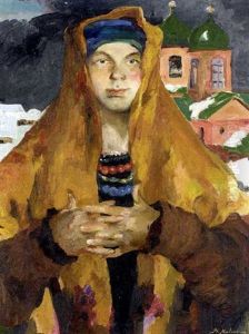 Portrait Of A Peasant Woman In A Yellow Shawl Portrait Of A Peasant Woman In A Yellow Shawl