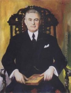Portrait Of A Seated Gentleman With Book by Filip Malyavin