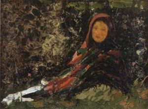 Jeune Russe Au Chale Colore by Filip Malyavin