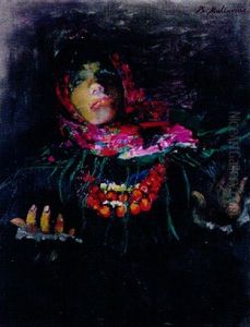 Dancing Girl In Colorful Scarf by Filip Malyavin