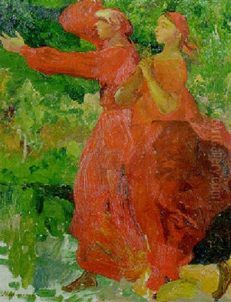 Two Russian Girls In Red Dress - view 1