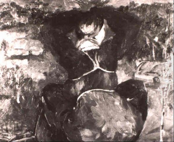 Russian Peasant Woman Crouching In A Field - view 1