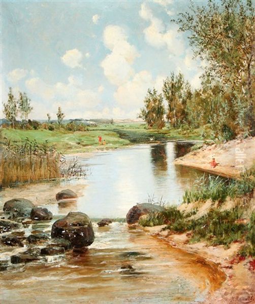 Landscape With Bathers And Boy Fishing - view 1
