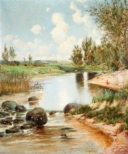 Landscape With Bathers And Boy Fishing