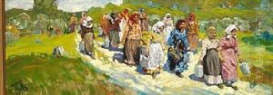 Russian Women With Milk On Their Way To The Market