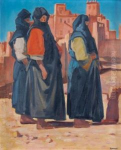 Femmes Devant La Kasbah by Azouaoui Mammeri