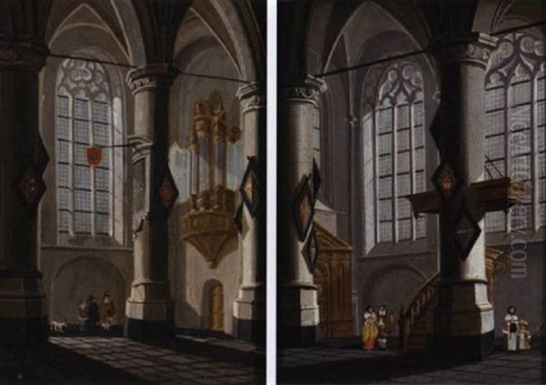 The Interior Of A Church With Figures By An Organ - view 1