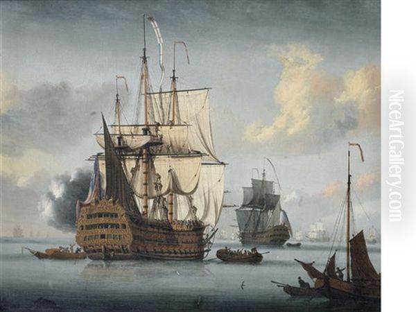 The Flagship Royal Sovereign Saluting At The Nore - view 1