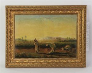 Arab Men At Prayer In A Field