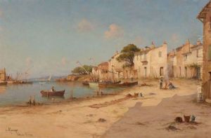 Vue D'un Village De Provence En Bord De Mer