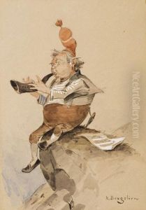 Gnome Playing Horn by Nils Nilsen Bergslien
