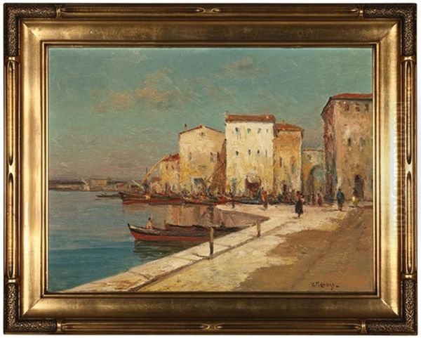 Boats Docked In A European City - view 1
