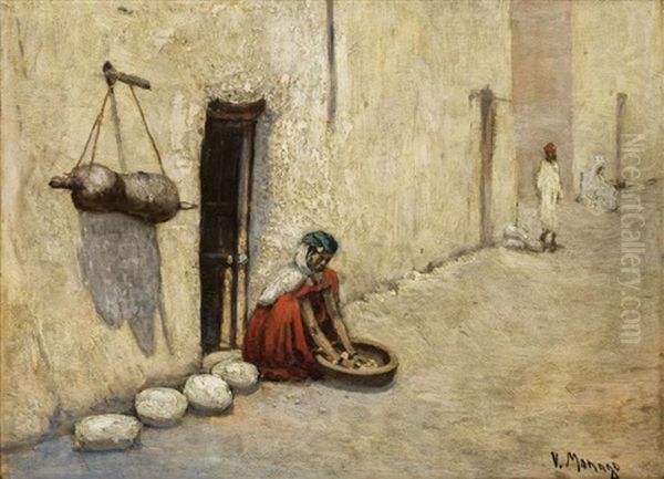Femme Preparant Le Couscous, Algerie - view 1