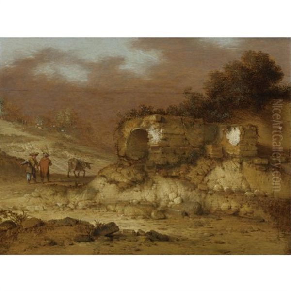 A Landscape With Ruins And Figures Driving A Donkey - view 1