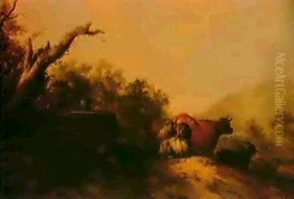 Landscape With A Goatherd Resting With His Flock By A Well - view 1