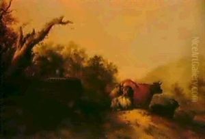Landscape With A Goatherd Resting With His Flock By A Well