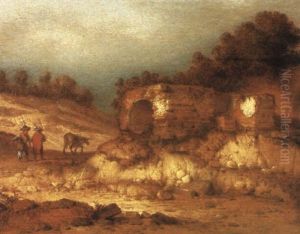 A Landscape With Ruins And Figures Driving A Donkey A Landscape With Ruins And Figures Driving A Donkey