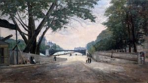 Le Pont De Solferino, Le Pavillon De Flore, Le Louvre, Vus Depuis La Rive Gauche by Georges Paul Manceau