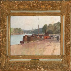 View Of A French River by Alfred Bergstrom